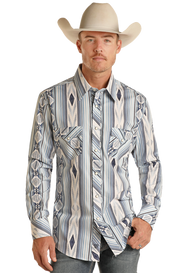 Aztec Stripe Long Sleeve Western Shirt