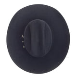 Black wide-brimmed hat on a white background