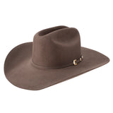 Light plum cowboy hat with a band on a white background