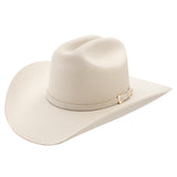 Bone colored cowboy hat with a matching hat band on a white background