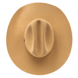 Tan Stetson wide-brimmed hat on a white background