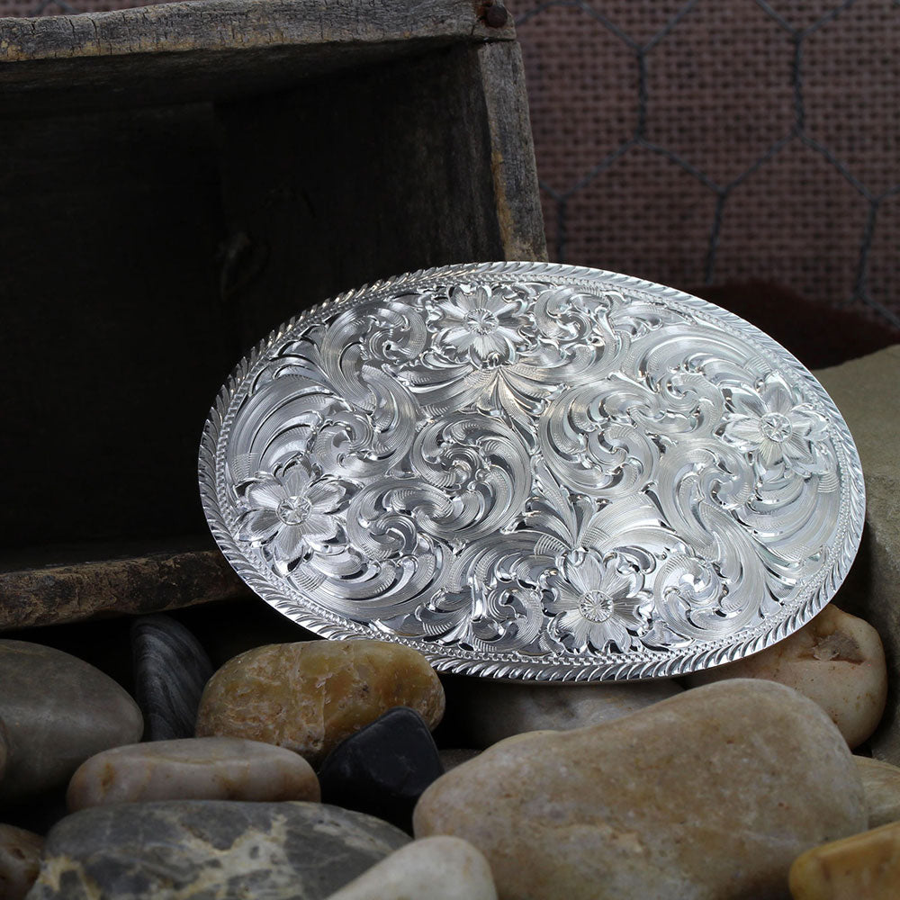 mens silver dress belt buckles Montana Silversmiths Oval Silver Engraved Western Belt Buckle