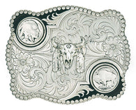 Antiqued Buffalo Nickel Buckle with Buffalo Skull