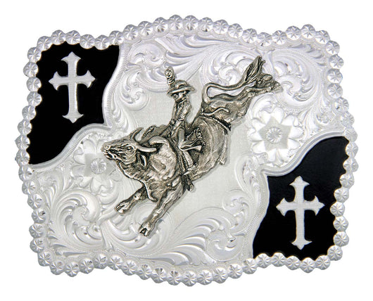 Christian Flourish Scallop Buckle with Bull rider