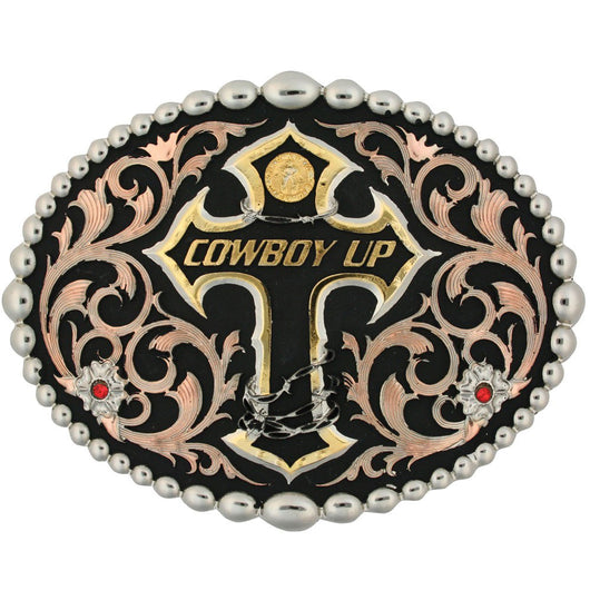 Attitude Tri-Tone Cowboy Up Buckle