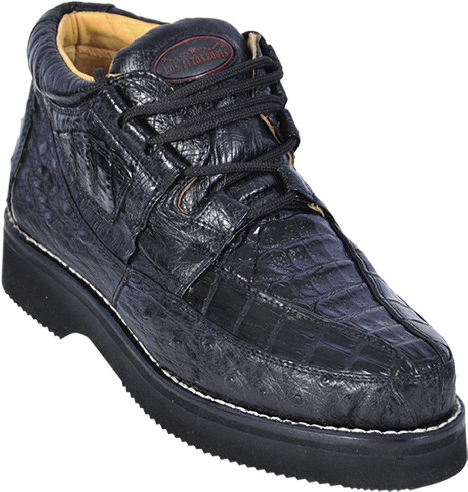 Wild West Black Caiman With Ostrich Mens Casual Sneaker