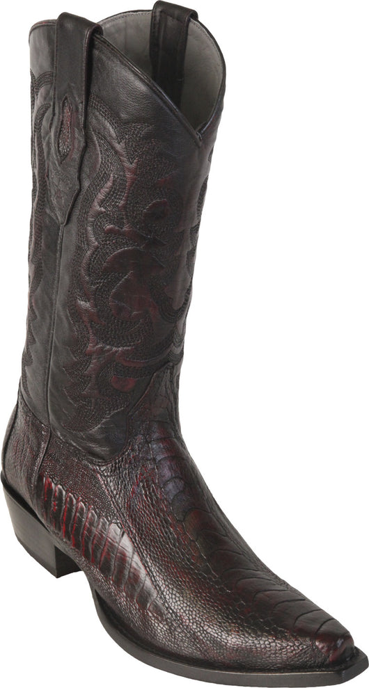 Black Black Cherry Ostrich Leg Boot Bota Vino Cereza Negra Avestrus Los Potrillos Western Wear