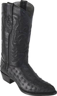 Black boot ostrich avestruz bota Negra J toe Los Potrillos Western Wear