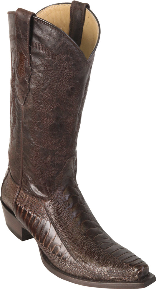 Black Brown Ostrich Leg Boot Bota Cafe Avestrus Los Potrillos Western Wear