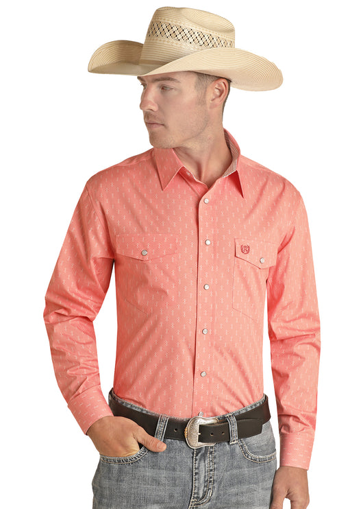 Geo Print Long Sleeve Western Snap Shirt