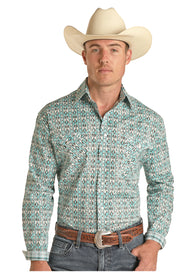 Aztec Print Long Sleeve Western Shirt