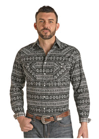 Aztec Print Long Sleeve Western Shirt