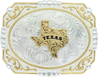 Two Tone Cowboy Cameo State of Texas Buckle