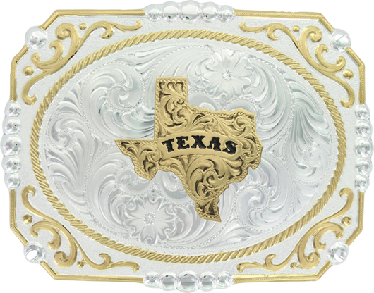Two Tone Cowboy Cameo State of Texas Buckle
