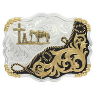 Two Tone Half-n-Half Rope Buckle with Christian Cowboy