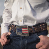 Trimmed Square American Flag Attitude Belt Buckle