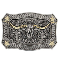 Longhorn Crest Filigree Attitude Belt Buckle