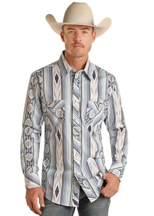 Aztec Stripe Long Sleeve Western Shirt