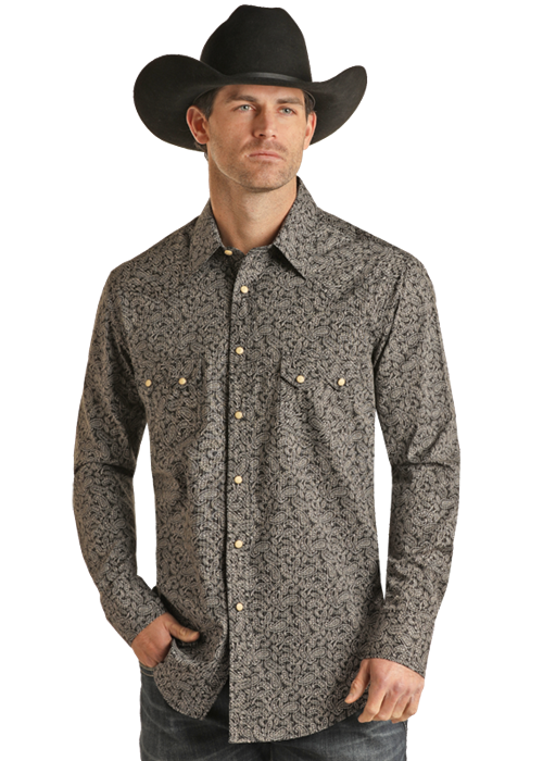 Paisley Pinstripe Long Sleeve Western Shirt