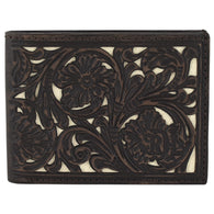 Bifold Leather Wallet DK Brown w/Ivory Underlay