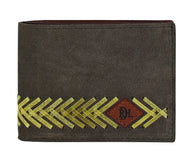 Bifold Leather Wallet Taupe Roughout w/Herringbone Rawhide