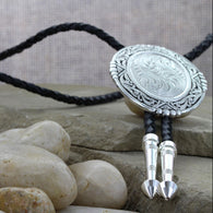 Southwest Rancher's Bolo Tie in Antiqued Silver
