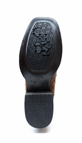 Leather sole with hybrid black rubber sole Cuadra logo embossed.