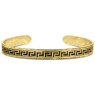 Gold bracelet with black pattern on a white background