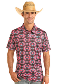 Aztec Button Knit Polo