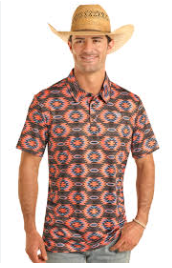 Aztec Button Knit Polo