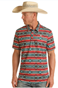 Aztec Button Knit Polo