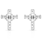 Quiet Faith, Tiny Crystal Cross Earrings