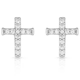Quiet Faith, Tiny Crystal Cross Earrings