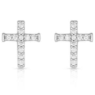 Quiet Faith, Tiny Crystal Cross Earrings