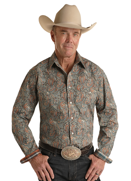 Paisley Woven Long Sleeve Western Shirt