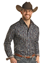 2 Pocket Long Sleeve Western Snap Shirt
