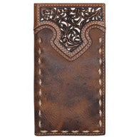 Rodeo Leather Wallet Brown w/Ivory Underlay