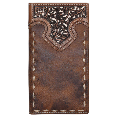 Rodeo Leather Wallet Brown w/Ivory Underlay