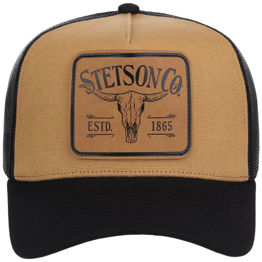 Stetson Cap Faux Leather Cotton Canvas