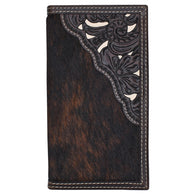 Rodeo Leather Wallet Brown w/Ivory Underlay and Hair