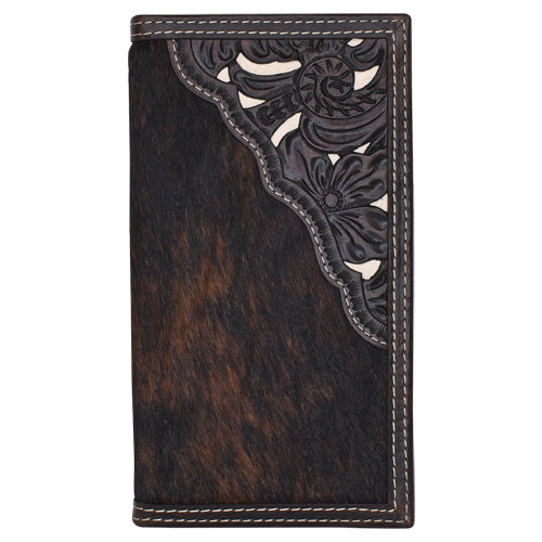 Rodeo Leather Wallet Brown w/Ivory Underlay and Hair
