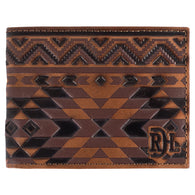 Bifold Leather Wallet Brown Southwestern Design