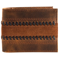 Bifold Leather Wallet Suede Trapunto