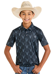 Youth Longhorn Button Knit Polo