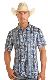 Aztec Button Knit Polo