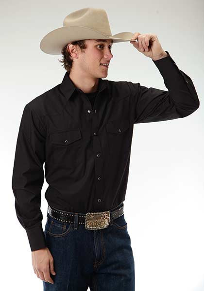 Roper black western 2 pocket long sleeve shirt