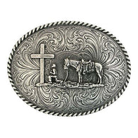 Attitude Christian Cowboy Antique Silver Buckle