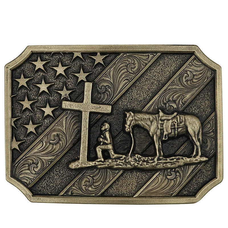 Iconic Christian Cowboy Silver Belt Buckle – Los Potrillos Western Wear