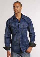 Panhandle slim men's blue long sleeve shirt