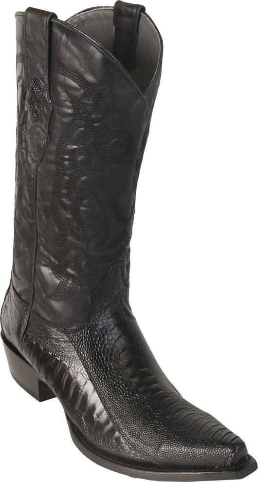 Black Ostrich Leg Boot Bota Negra Avestrus Los Potrillos Western Wear